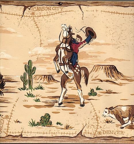 Wallpaper Border Home On The Range Series Retro Cowboys Wallpaper Border Home On The Range Series Retro Cowboys