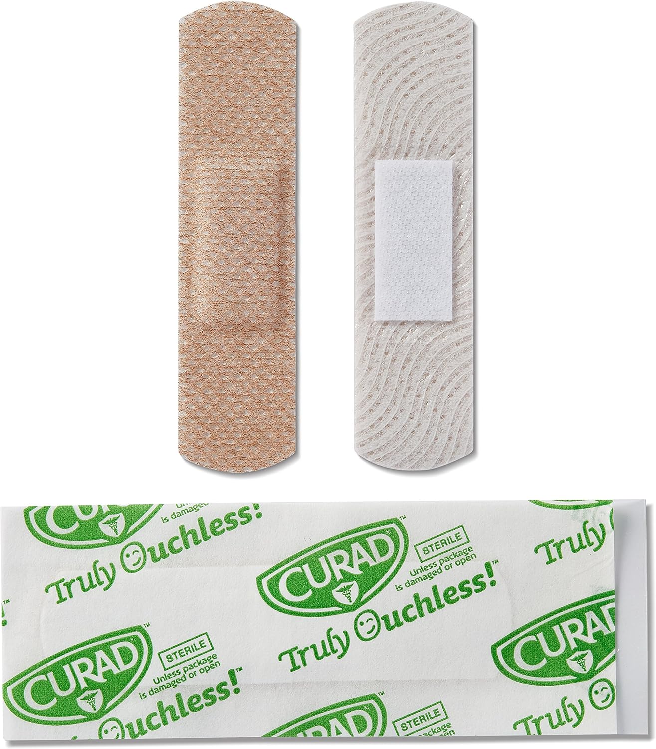 Curad Truly Ouchless Silicone Adhesive Bandages, Fabric Bandages are .75 x 3 inches, for Delicate or Sensitive Skin, 20 Count: Health & Personal Care
