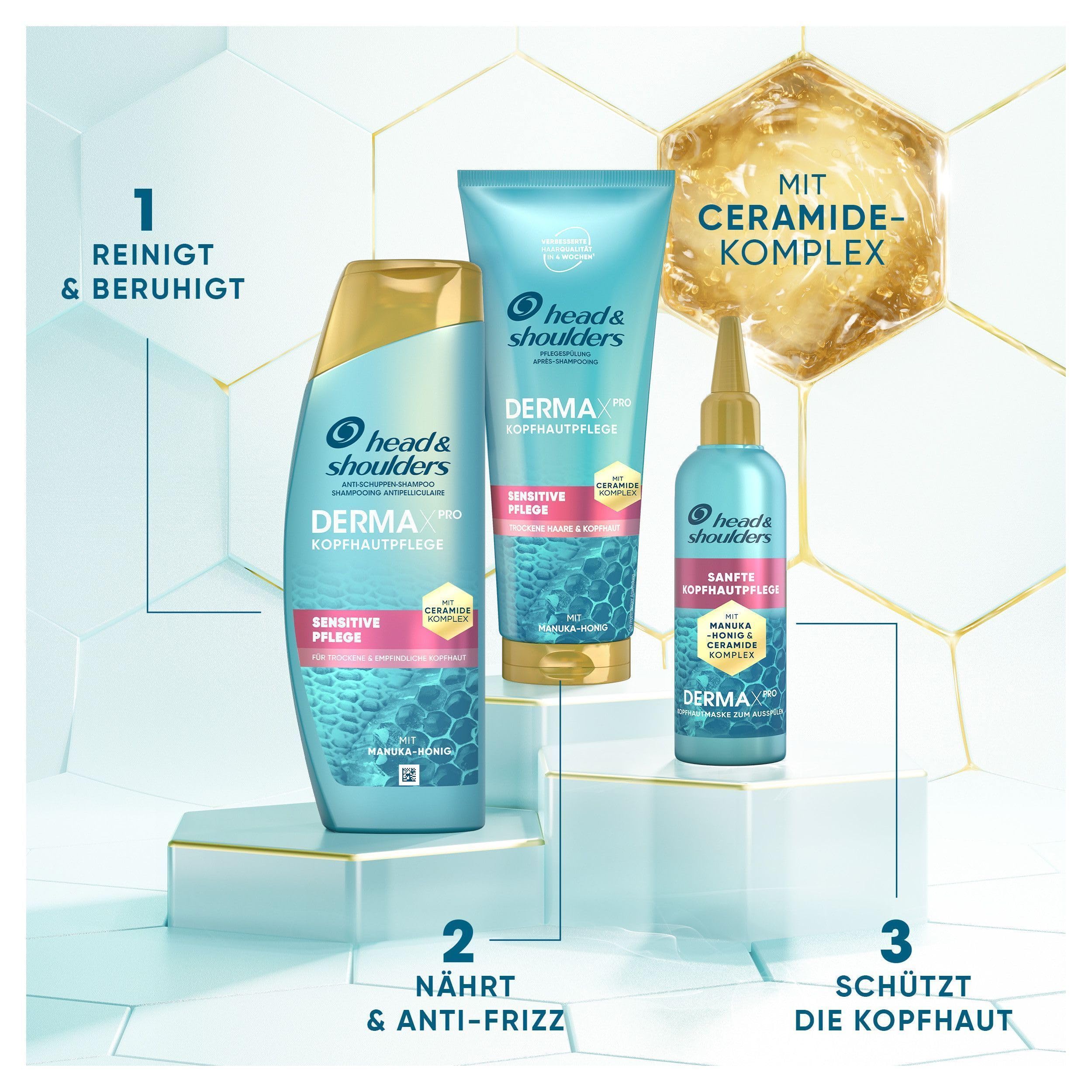 Head & Shoulders DermaXPro Sanfte Kopfhautbehandlung 145ml mit Manuka-Honig und Ceramid-Komplex. Schützt Trockene Kopfhaut und Spendet Feuchtigkeit 7
