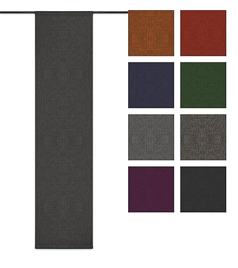 Rollmayer Blickdicht Leinenoptik Schiebevorhang/Flächenvorhang inkl. Beschwerungsstange im 60x245CM Melange (Grau 68, Klettba