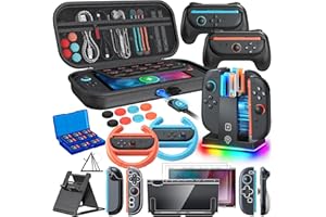 Switch 2 Accessories, [Charge Inside]Case Bundle for Nintendo Switch 2 2025 Console, FYOUNG 23 IN 1 Kit:Carrying Case,Controller Charger,Protective Shell,Grip for Joycon, Steering Wheel for Mario Kart