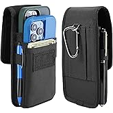 BECPLT Dual Phone Holster for iPhone 16 Pro Max 15 Pro Max 14 Pro 13 Pro Nylon Cell Phone Pouch Holster Case with Belt Clip Cover for Galaxy S24+ S23+ S22+ 5G S24 FE Black