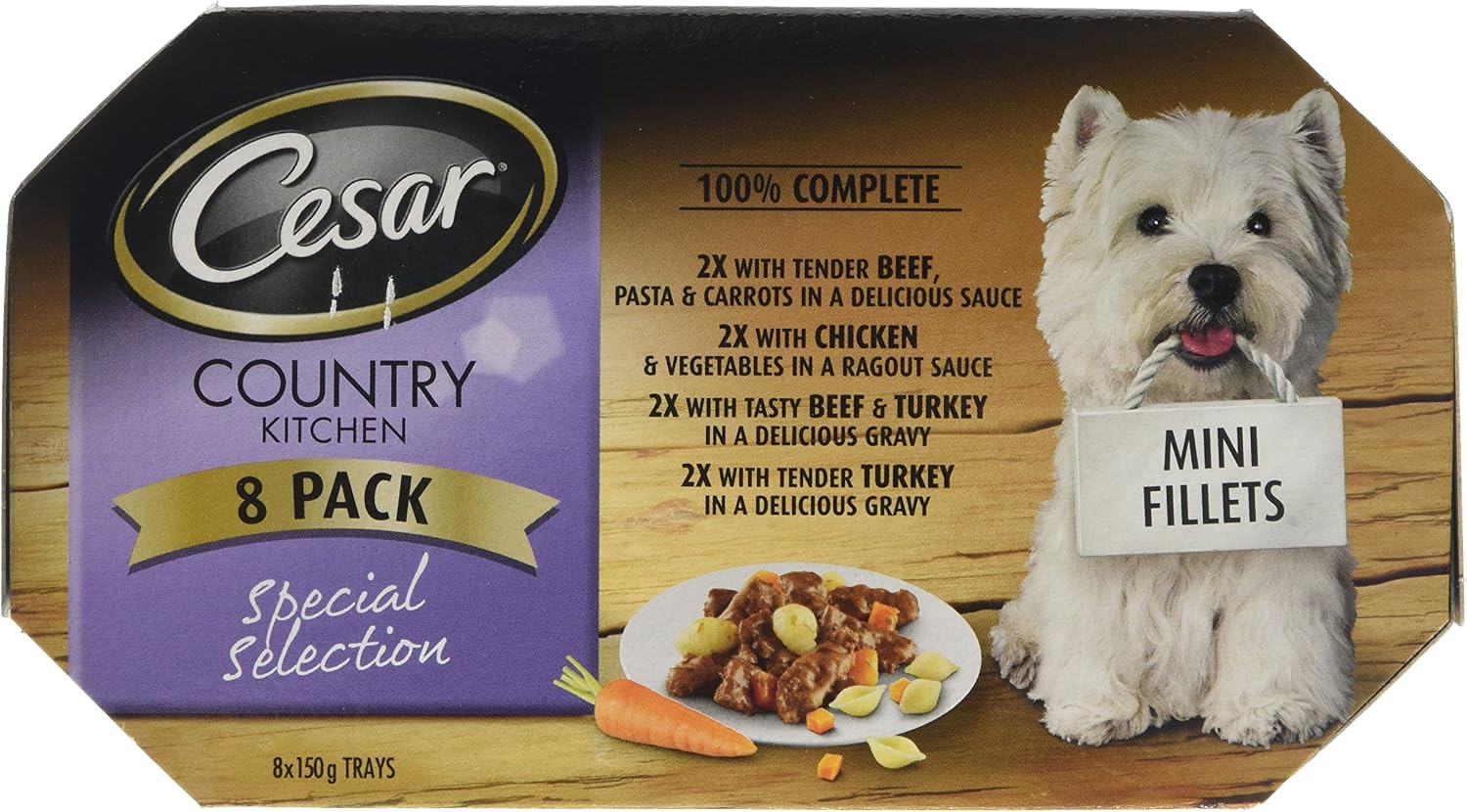 Cesar Dog Food Country Kitchen Dog Trays Special Selection in Gravy 8 x 150g, red, 150 g (Pack of 8)