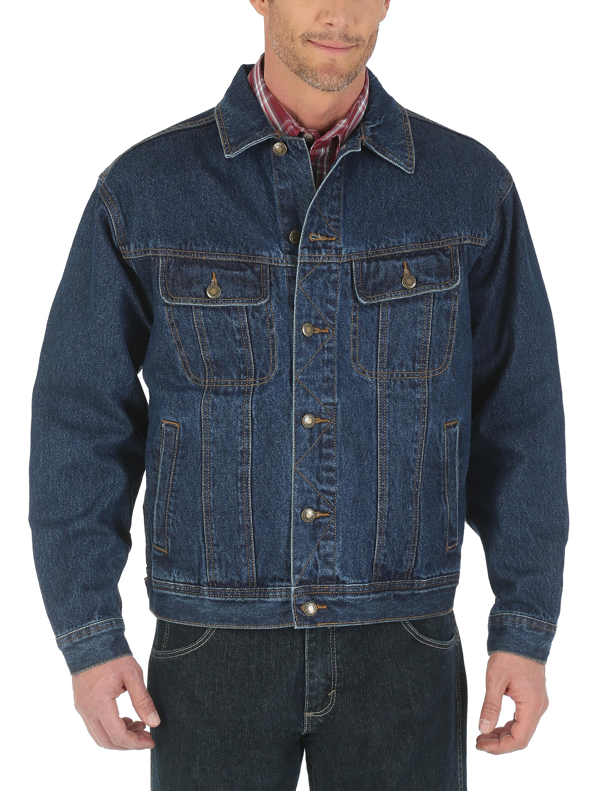 Wrangler Rugged Wear Chaqueta vaquera sin forro para hombre, índigo antiguo, 3XL