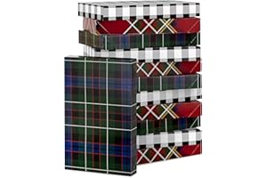 Hallmark Medium Gift Boxes with Lids (12 Shirt Boxes, 3 Designs: Buffalo Check, Red Plaid, Green Tartan) for Christmas, Holiday Parties, Hostess Gifts, Father's Day