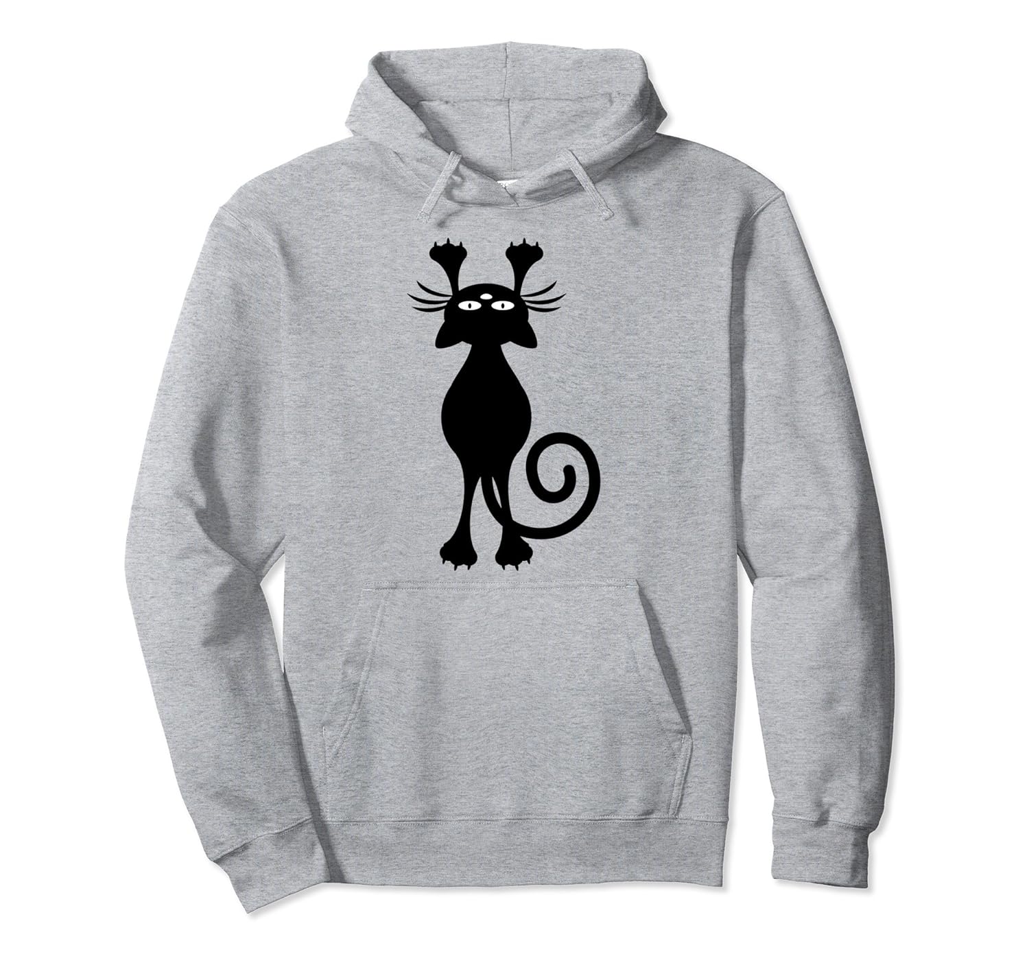 Black Cat Hoodie Cute Black Stretched Cat PulloverAZP anzpets