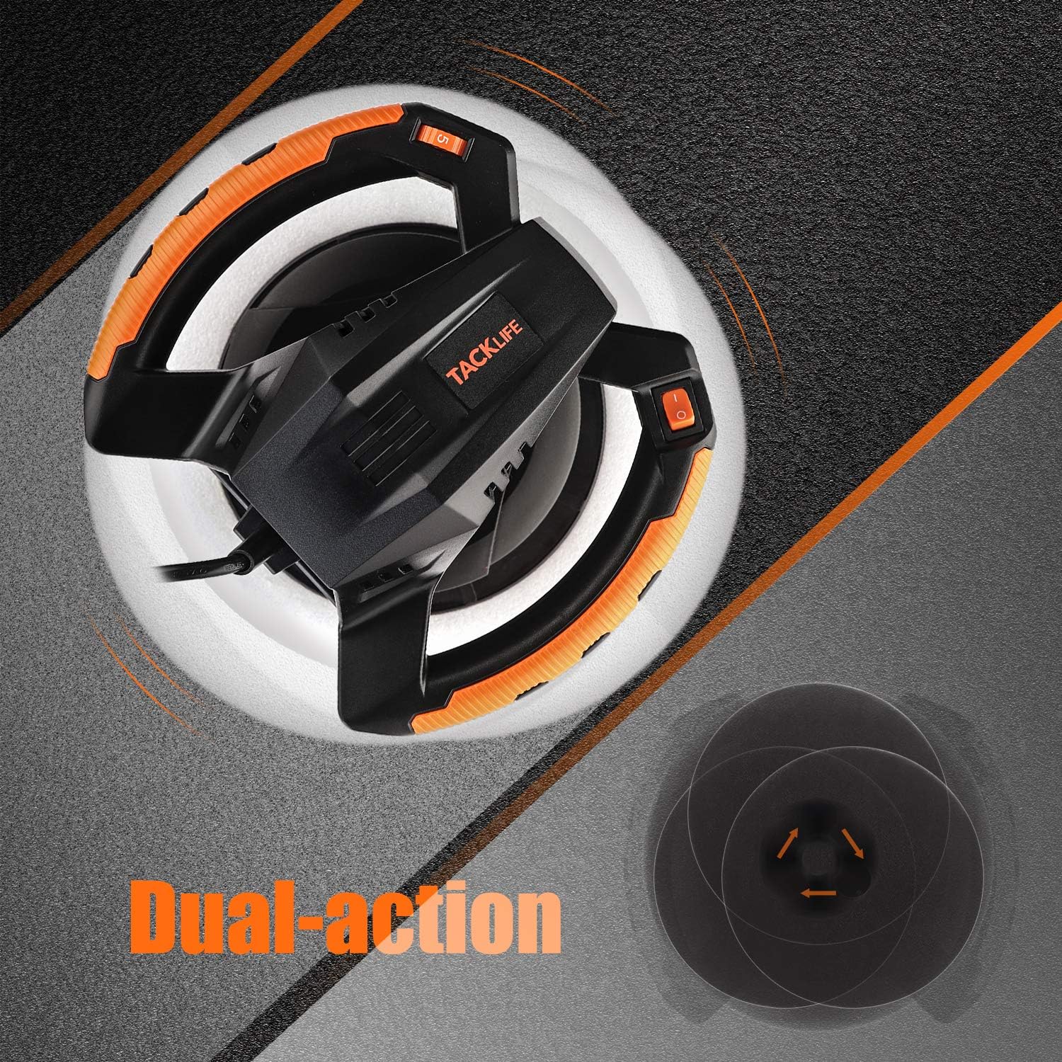 Waxer/Polisher, TACKLIFE 10-Inch Dual Action Random Orbital Car Buffer Polisher Waxer, 10Ft Power Cord, Variable Speed, With Polisher Pad Bonnets and Gloves, Ideal for Car Waxing - TCP01A - - 