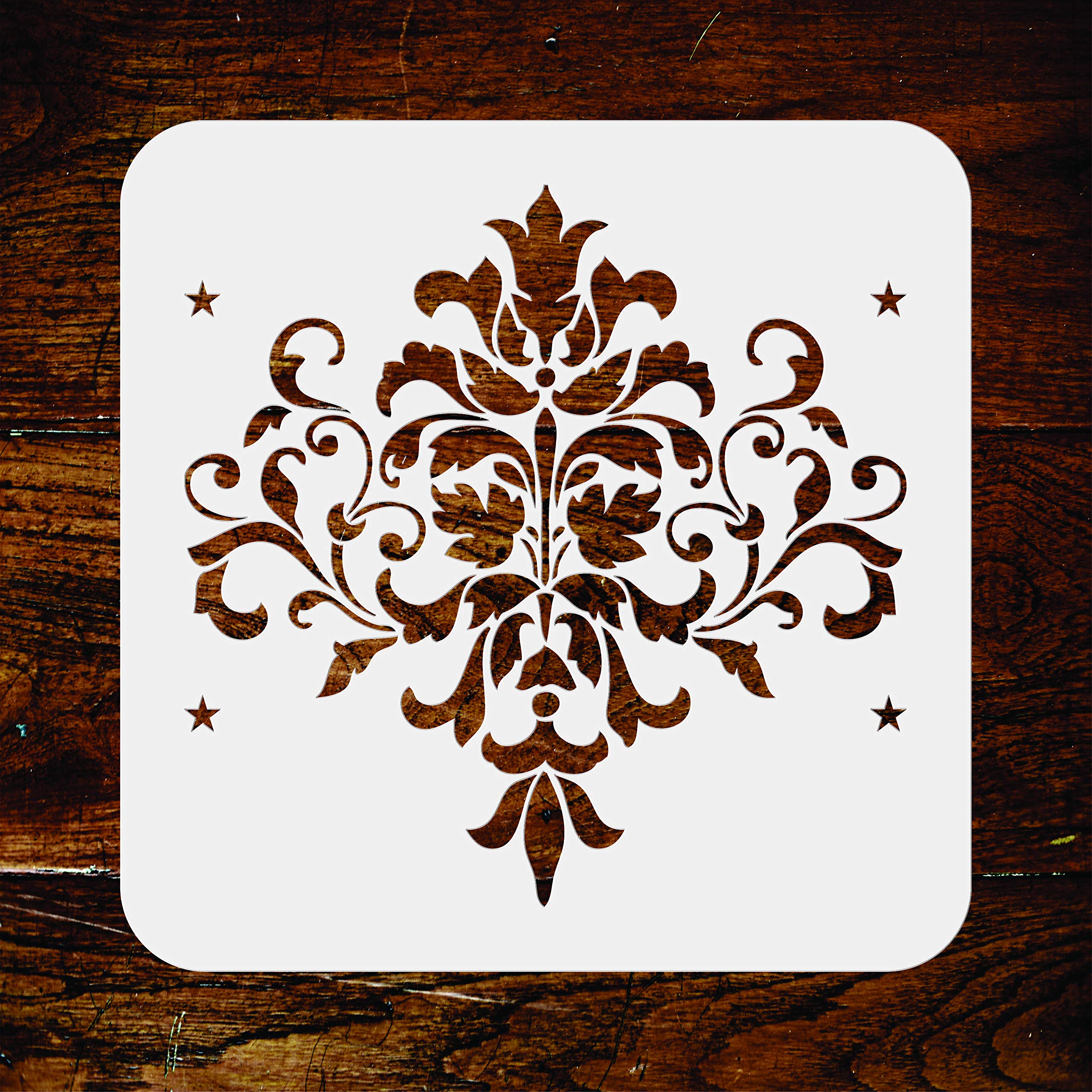 Damask Stencil - 25.5 x 25.5 cm - Reusable Large Floral Allover Pattern Wall Stencil Template