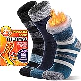 3 Pairs Thermal Warm Socks for Men & Women Thick Winter Extra Warm Insulated Boot Ski Socks for Cold Weather