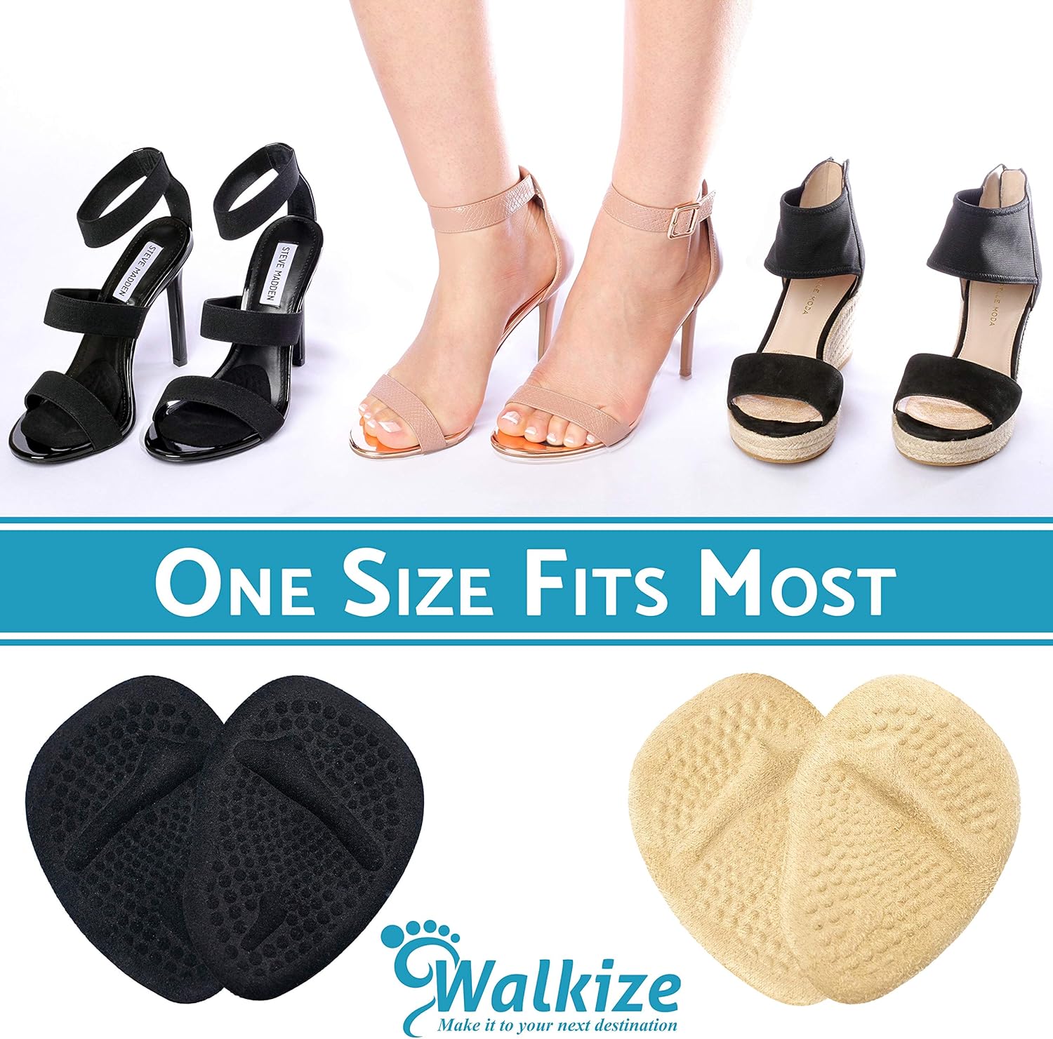 Metatarsal Pads | Metatarsal Pads for Women | Ball of Foot Cushions (2 Pairs Foot Pads) All Day Pain Relief and Comfort One Size Fits Shoe Inserts for Women (Black & Beige): Health & Personal Care