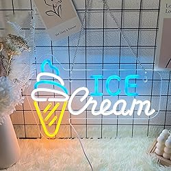 JOMOBUTY Ice Cream Neon Sign LED Light up Sign with