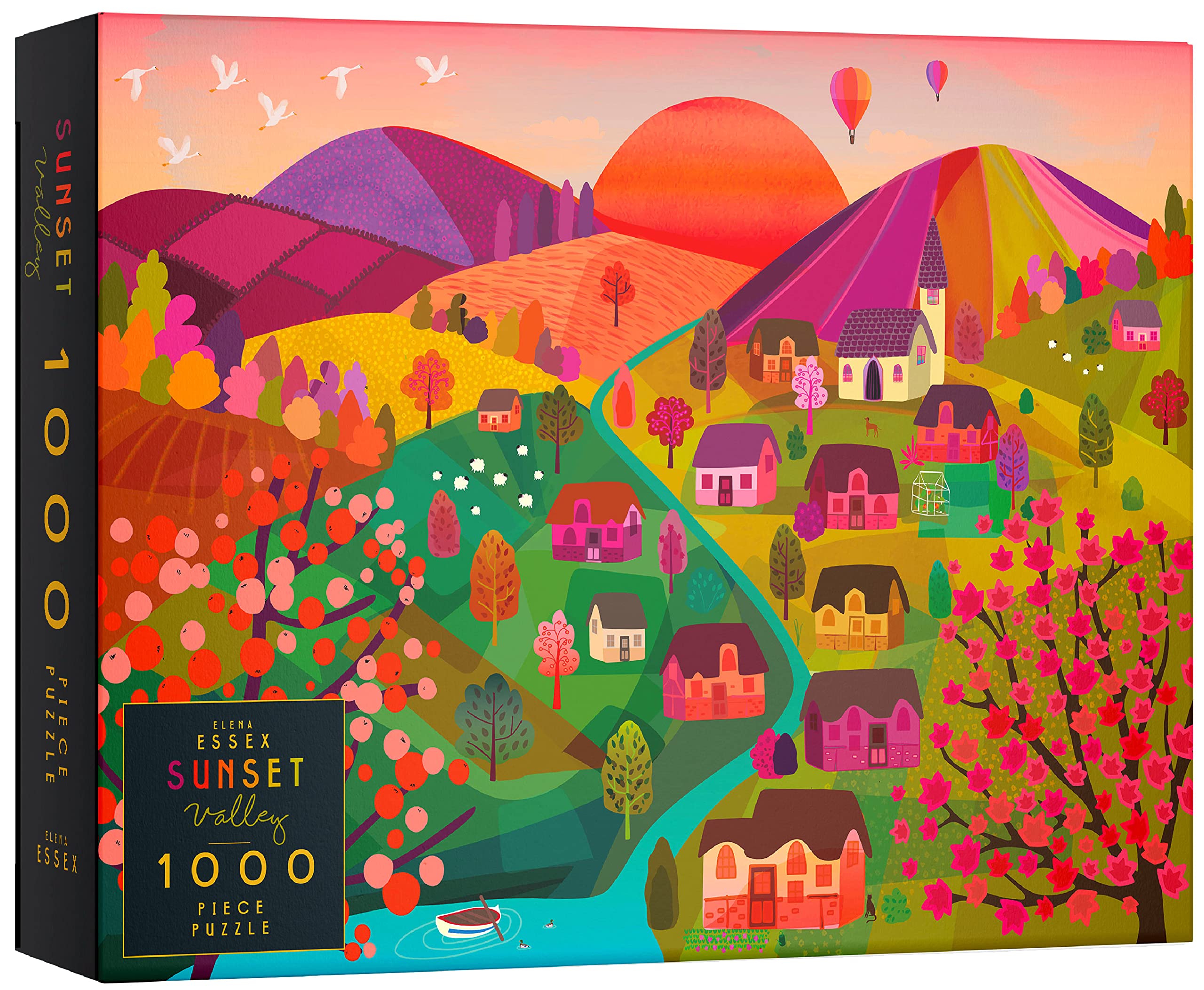 Elena Essex 1000 Piece Jigsaw Puzzles for Adults - Sunset Valley/Puzzle/Jigsaws 1000 Pieces for Adults/Landscape Countryside Autumn Winter Cosy Puzzle/Puzzles Size 70x50cm