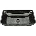 VIGO Donatello 18"L x 13"W x 4"H Over the Counter Glass Rectangular Vessel Bathroom Sink in Gray Onyx -VG07084