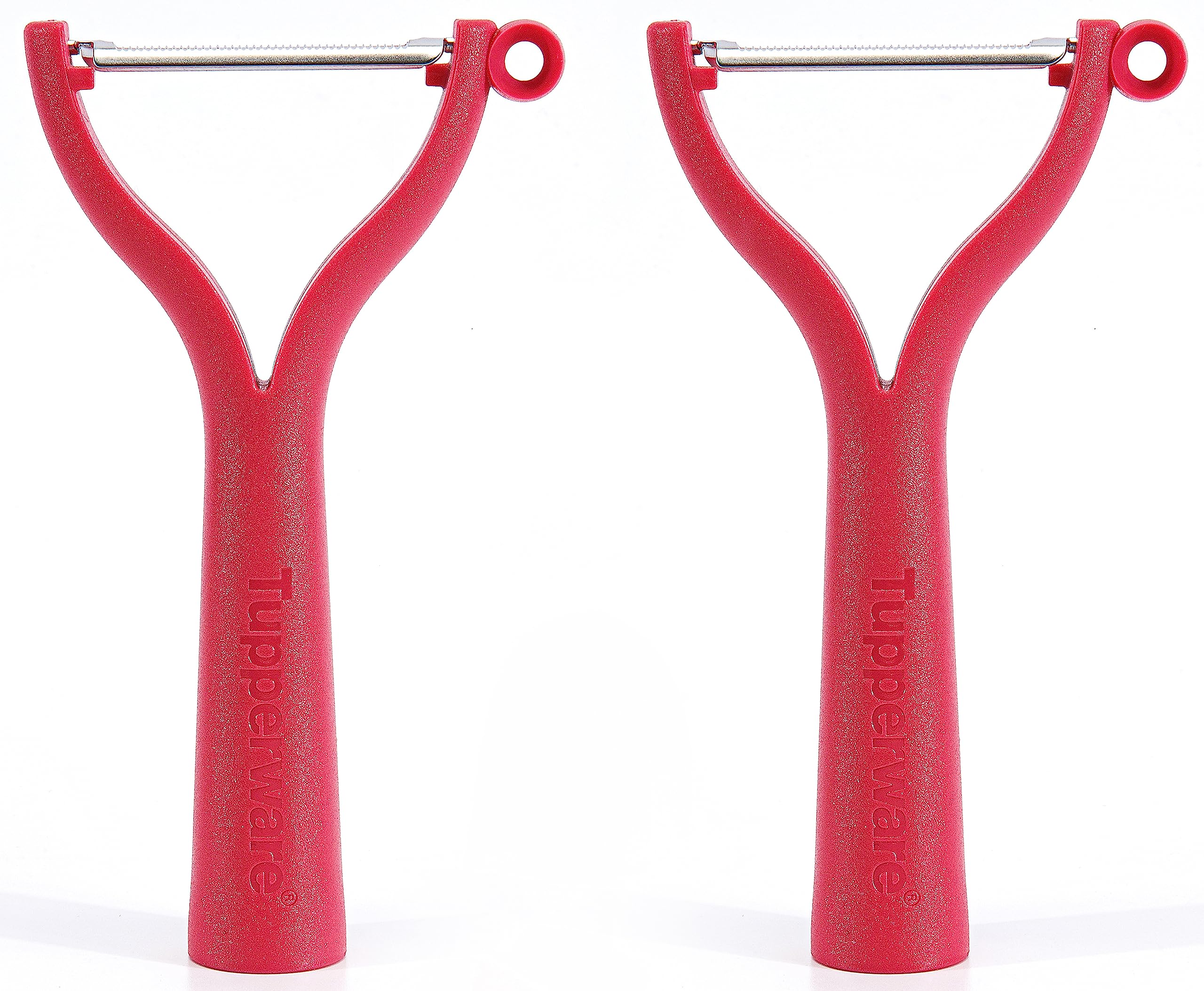 TUPPERWARE D119 Universal Peeler (2) Red Flat Grit Serrated Edge