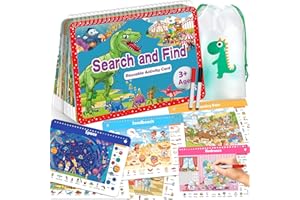 ELFEW Search and Find Book for Kids Ages 4-6,3-8, Reusable Activity Pad with 24 Toddler Activities Books, Educational Toys for 3+ Year Old, Toddler Airplane Travel Essentials, Travel Toys for Kids 4-8