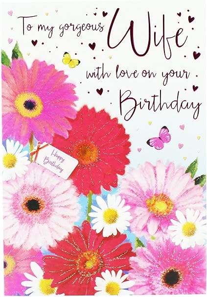 Biglietto Di Auguri Di Buon Compleanno Per Moglie Verse Donna Glitter Hallmark Floreale Her Amazon It Cancelleria E Prodotti Per Ufficio