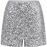 OThread & Co. Women's Sparkly Sequin Shorts Stretchy Night Out Party Shorts