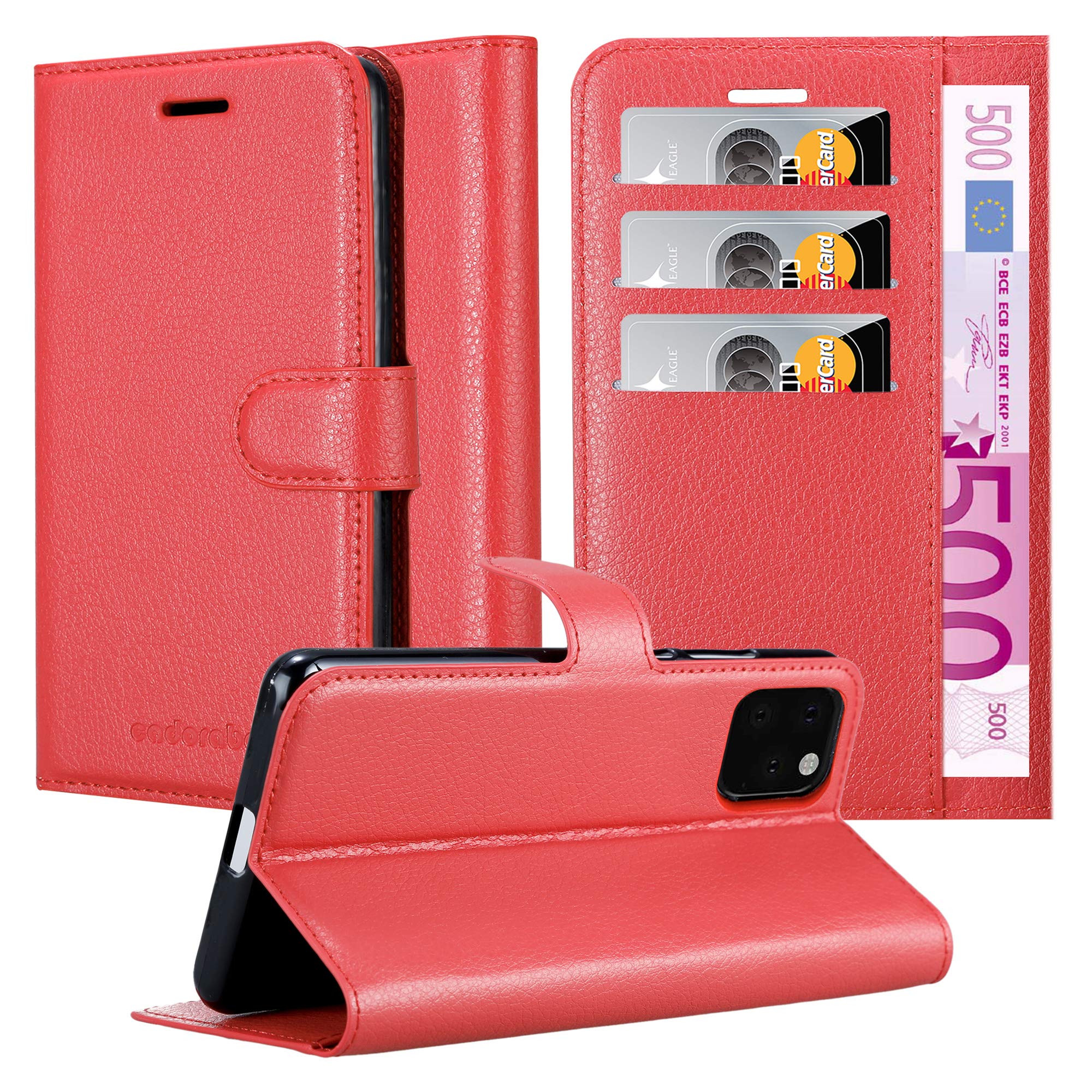 cadorabo Book Case works with Apple iPhone 11 PRO MAX (XI PRO MAX) in CANDY APPLE RED - with Magnetic Closure, Stand Function and Card Slot - Wallet Etui Cover Pouch PU Leather Flip