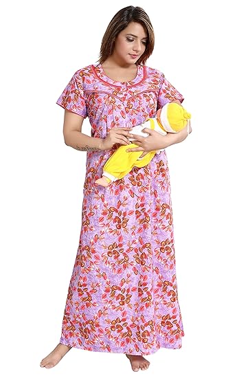 Womens Cotton Maternity and Feeding Nighty
