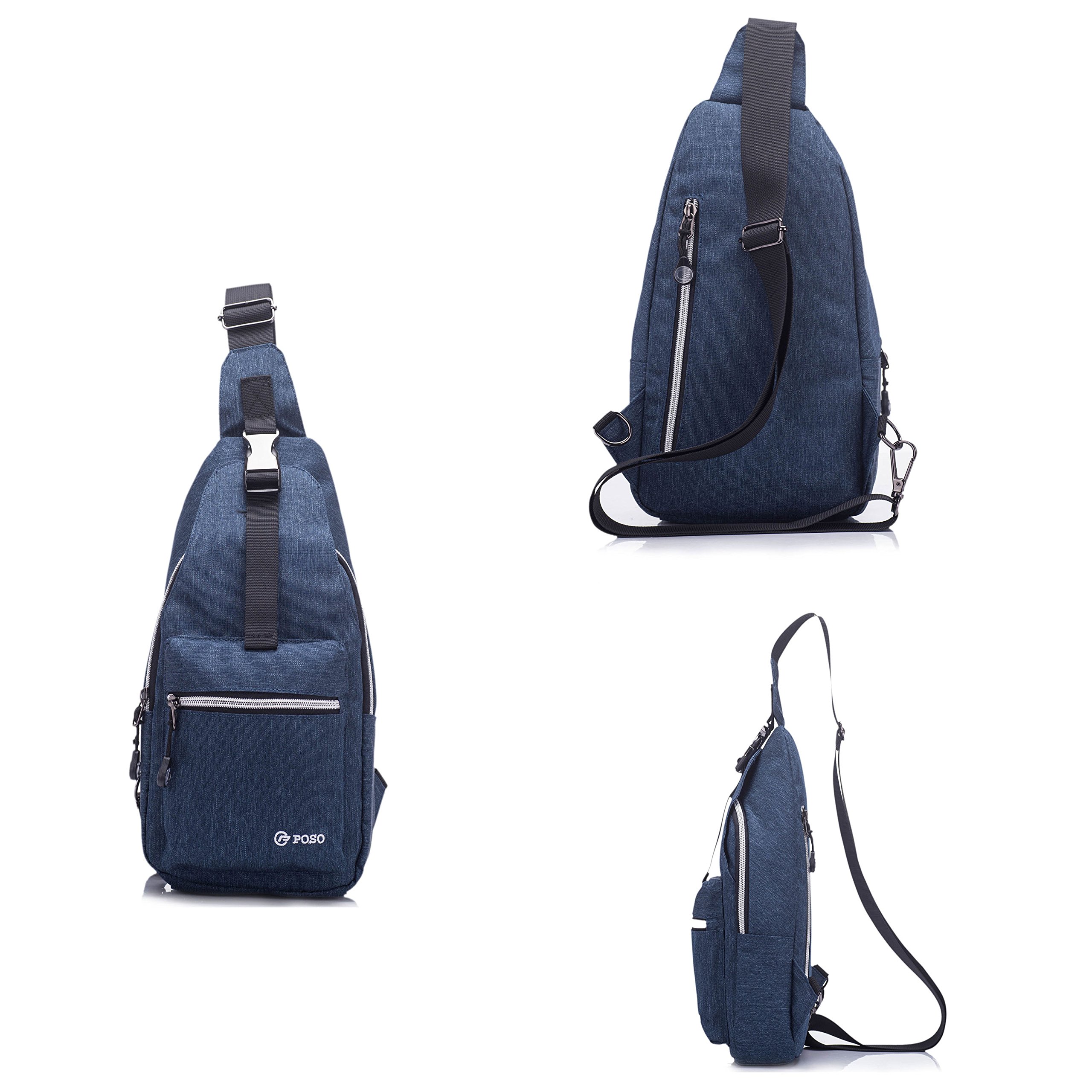 Bolso de Pecho Hombres Sling Crossbody Bolsa Ciclismo Senderismo Saco Satchel al Aire Libre Casual triángulo Paquetes Mochilas Cruzadas-Azul-1