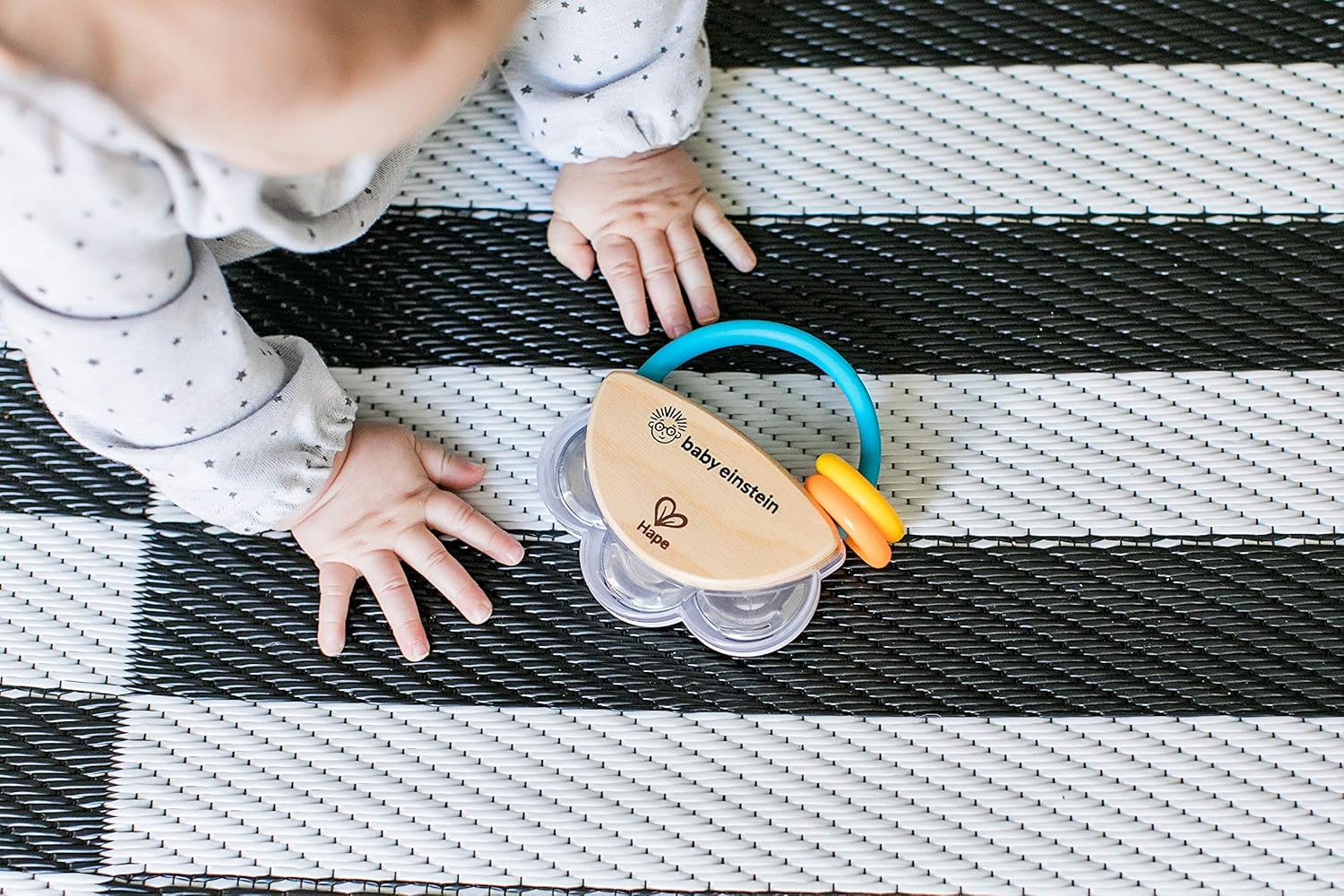 Baby Einstein Tiny Tambourine Wooden Musical Toy, Ages 3 months + : Baby