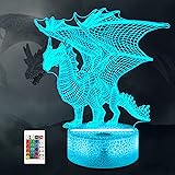 Ammonite Dragon Lamp for Kids, 3D Dragon Night