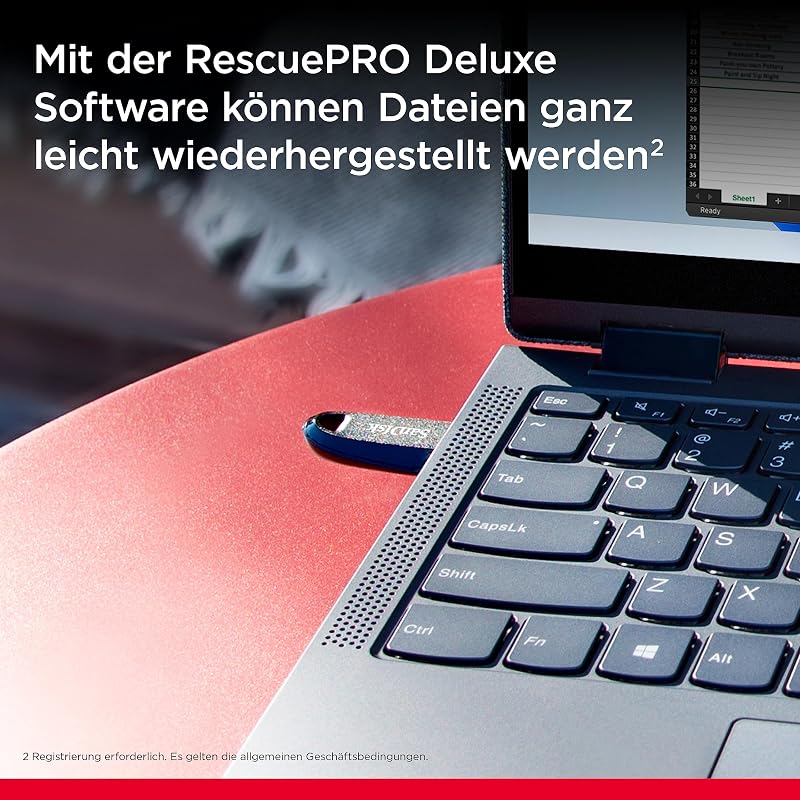 Ultra Curve 3.2 Flash-Laufwerk 128 GB (bis zu 100 MB/s Lesen, RescuePRO Deluxe-Software, Schlüsselringöse) Schwarz