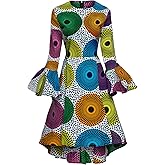 SHENBOLEN Women African Print Dresses Autumn and Winter Long Sleeves Ankara Dress