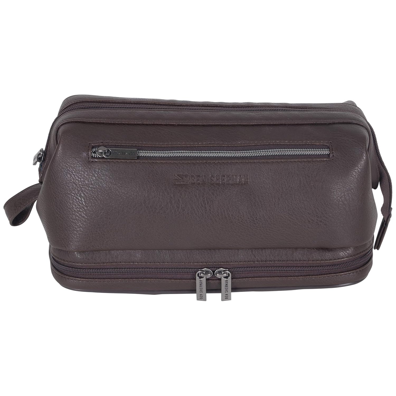 Ben Sherman Noak Hill Collection Vegan Leather Toiletry Travel Kit, Brown, 2PC Set: Industrial & Scientific