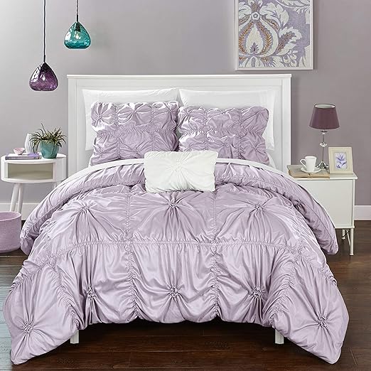 Amazon Com Chic Home 4 Piece Hamilton Floral Pinch Pleat Ruffled