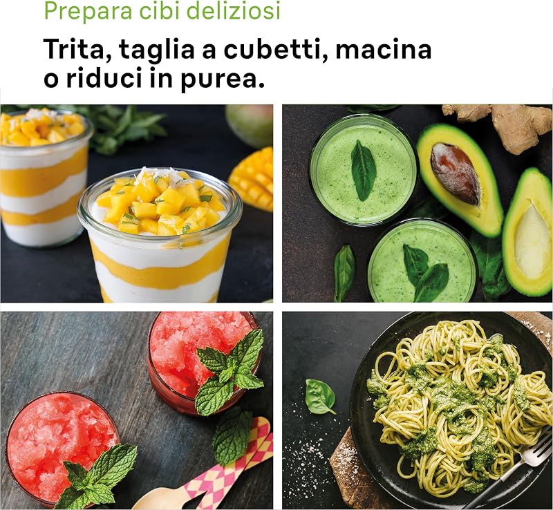 MultiQuick 9 MQ9147X Frullatore ad Immersione, Miniprimer Dotato di Frusta, Bicchiere, Tritatutto da 350ml, Tritaghiaccio da 1,25L e Accessorio Pure', Potenza 1200W, Tecnologia Tedesca