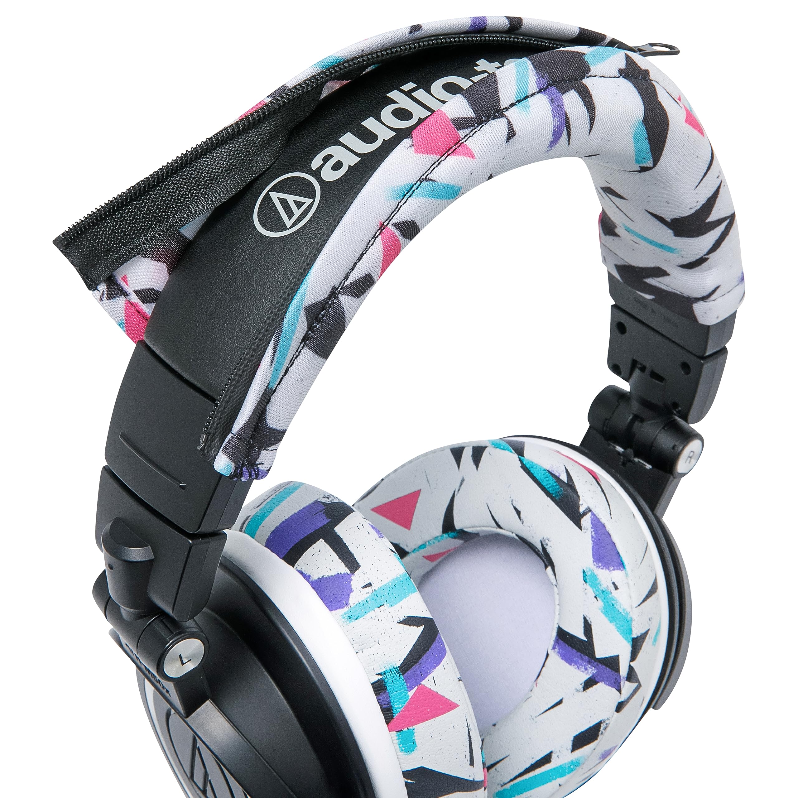 WC BandZ V2 Protective Headband Cover for Audio Technica ATH M Series Headphones - Machine Washable, No More Flaking Leather - Compatible with M50X / M50XBT / M50 / M40X & More |90's White — image 1