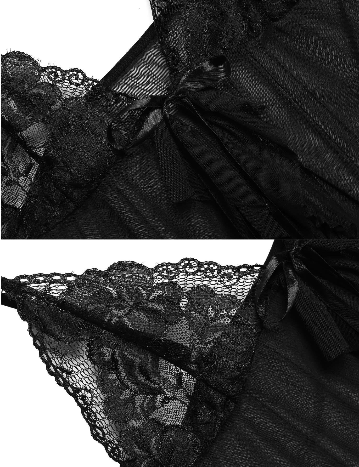 Avidlove Women\'s Lingerie Lace Mesh 10-Piece Halter Chemise with G-String