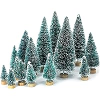 LOVEINUSA 34Pcs Mini Sisal Snow Frost Trees, Bottle Brush Trees 5 Sizes Christmas DIY Decoration Home Table Top Decoration Di