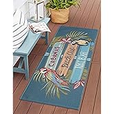 Liora Manne ESENCIA Indoor/Outdoor Power Loomed Latex Back Non Slip Mat - Transitional Whimsical Beach Colorful (Summer Signs