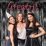 GREATRIL Black Tinsel Foil Fringe Curtain 2 Pack 3.2ft x 8.2ft Backdrop view 6