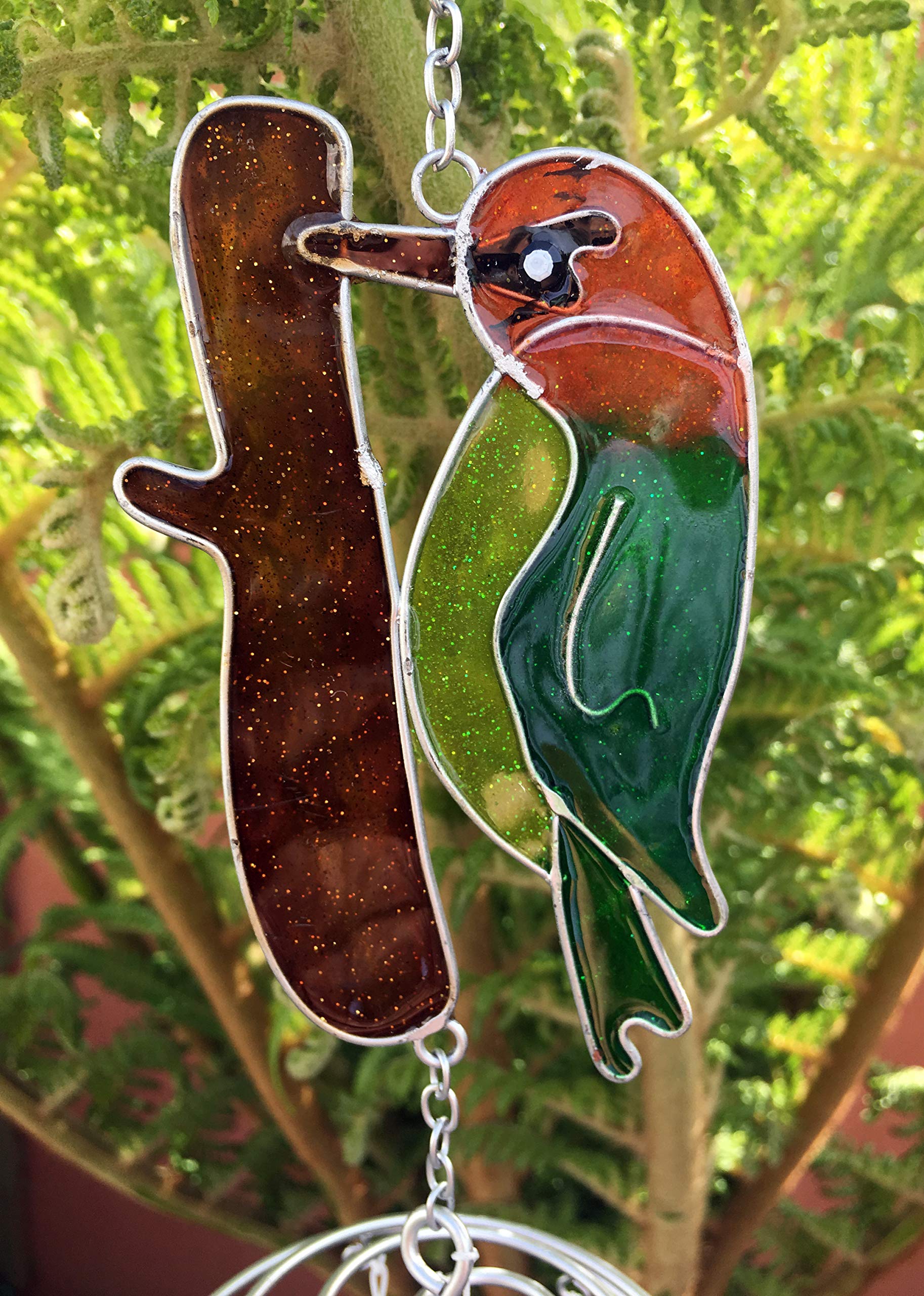 Woodpecker Bird Metal Sun Catcher WindChime - Hanging Home Garden Decoration
