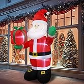 8 FT Christmas Inflatables Santa Claus Outdoor Decoration, Giant Christmas Blow up Santa Claus inflable with Red Gift Box, Built-in LED Lights,Xmas Outside Decor for Front Back Yard Garden Lawn