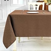 IVAPUPU Textured Linen Rectangle Table Cloth, Coffee, 52 x 70 Inch | Waterproof Wrinkle-free Wipeable Table Cover Tablecloths Rectangular, for Kitchen Outdoor Buffet Dining Farmhouse Fall Decor