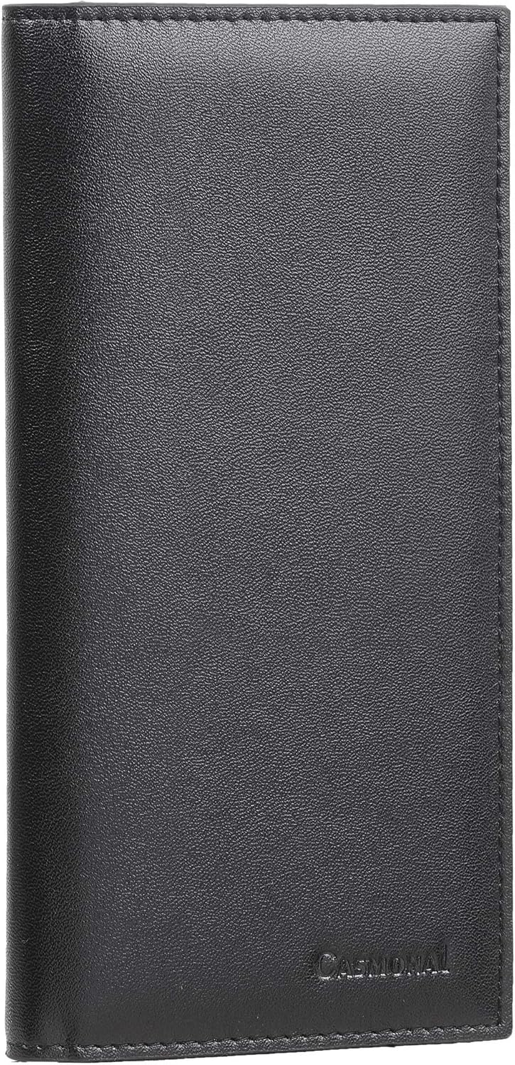 Casmonal Genuine Leather Checkbook Cover For Men & Women Checkbook Holder Wallet RFID Blocking(Black) at  Women’s Clothing store