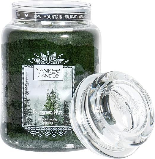 Amazon Com Yankee Candle Evergreen Mist Farmers Market Collection With Lid Large 6 Inch Glass Jar 22 Oz Home Kitchen