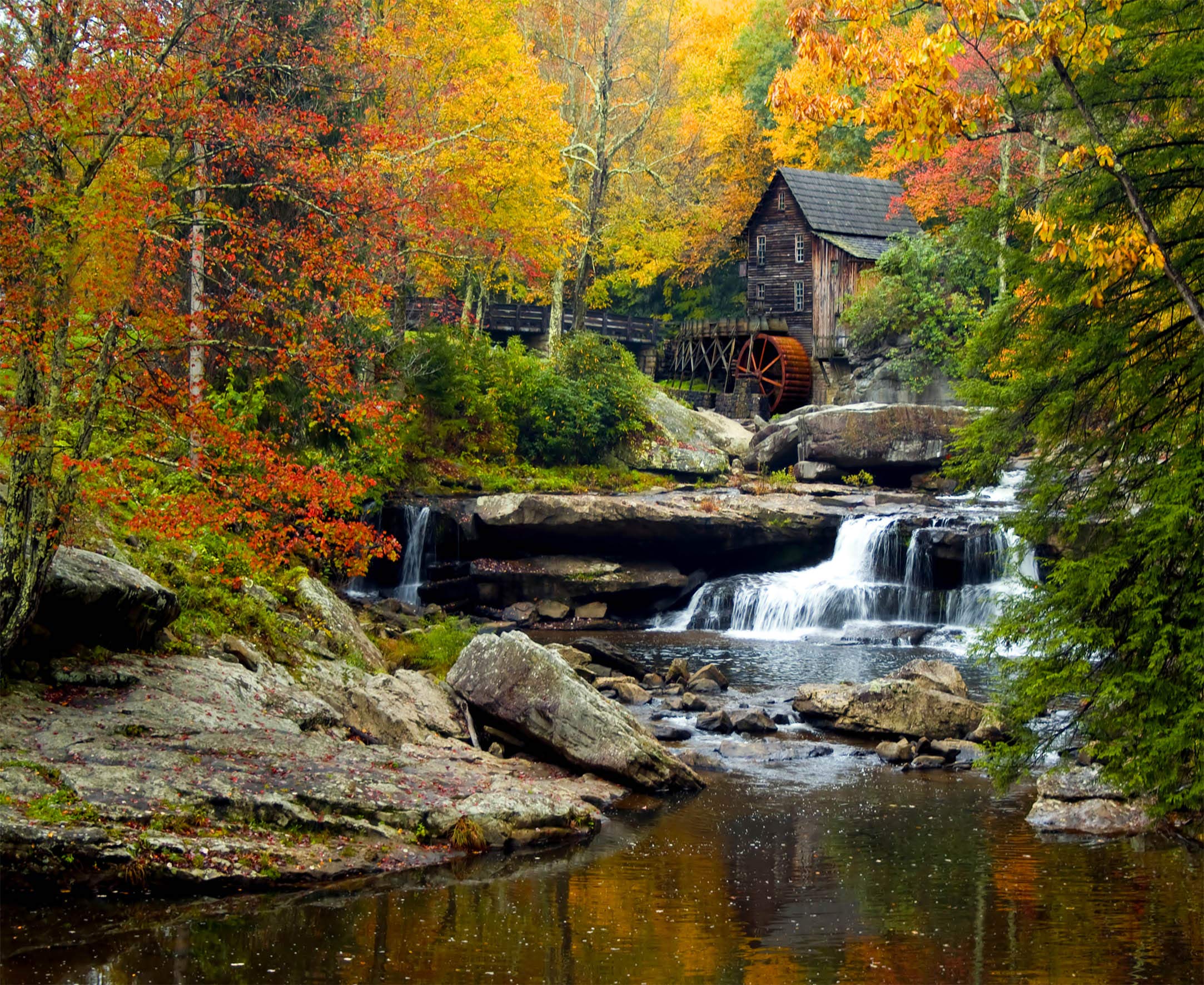 AG DESIGN Autumn Mill Giant Wall Poster, Non Woven, Multi-Colour, 360 x 270 cm