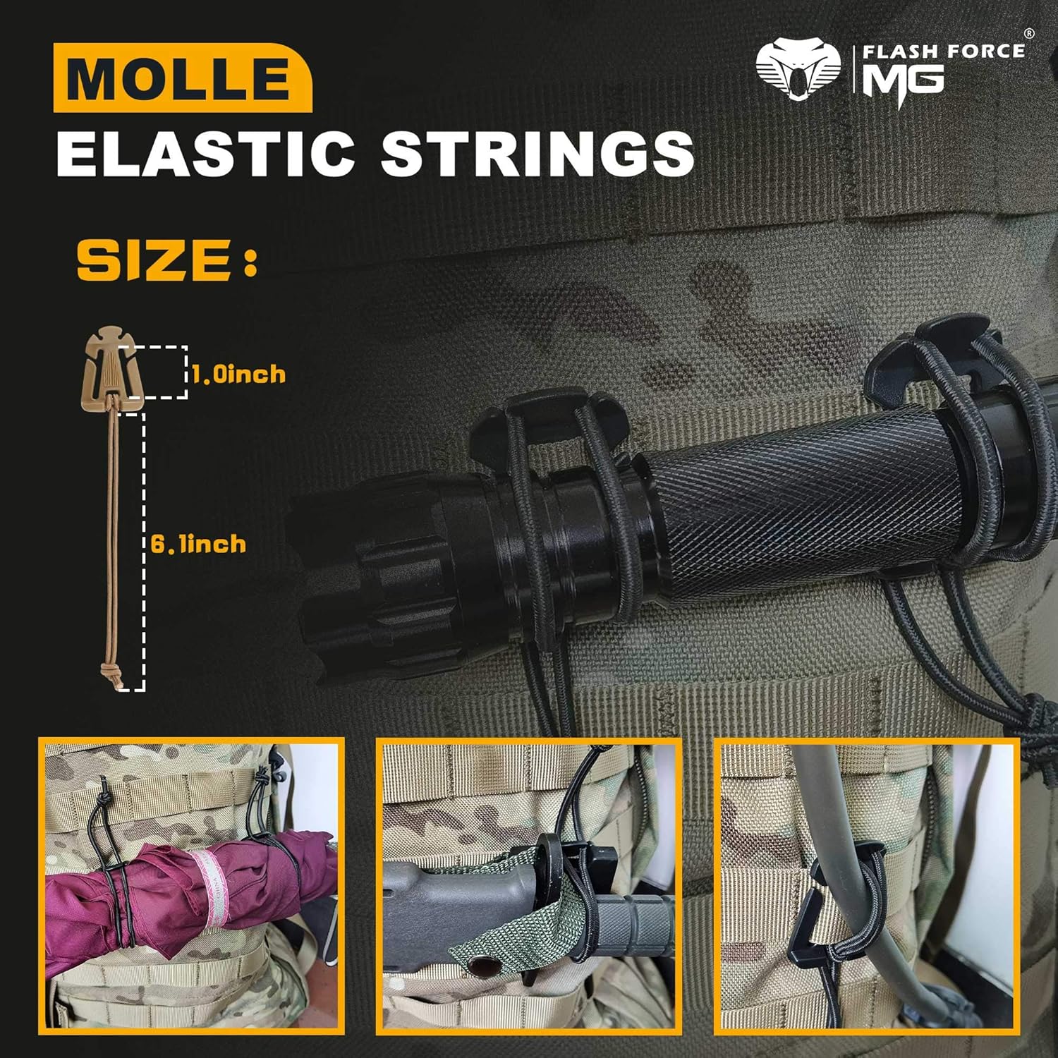 MGFLASHFORCE Kit of 18 Molle Attachments Molle Carabiner Clips and Straps for 1” Webbing, Molle Bags, Tactical Backpack, Tactical Vest, Tactical Belt Molle Accessories (Tan) : Sports & Outdoors