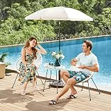 SONGMICS Garden Patio Set 3 Pieces Acapulco Chair Glass Top Table White view 4