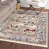 Unique Loom Narenj Collection Area Rug - Birmingham (7' 10" x 10' Rectangle, Tan/ Blue)