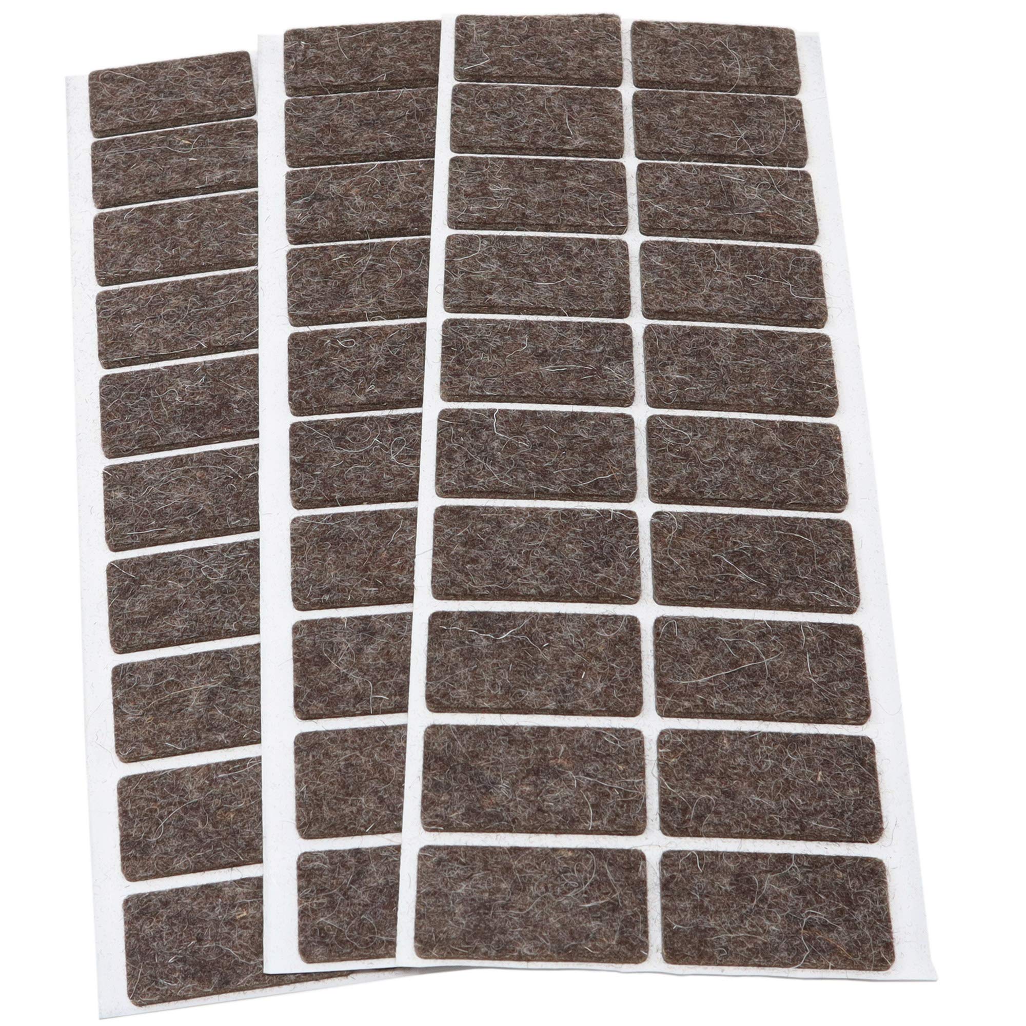 Adsamm® / 60 x self-adhesive wool felt pads / brown / 20x40 mm / rectangular / 3 mm thick extra soft natural stick-on felt furniture glides / furniture protective pads