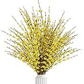 Sggvecsy 10 Pcs 29.5’’ Long Artificial Jasmine Flowers Tall Fake Flower Bouquet Faux Jasmine Plants Dry Branches for Wedding Home Party Office Hotel Restaurant Kitchen Decoration（Yellow）