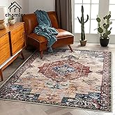 chamler 5x7 Washable Area Rug Vintage Traditional Floor Cover Foldable Thin Kitchen Accent Indoor Distressed Non Slip Carpet Rugs for Bedroom Living Room Bathroom