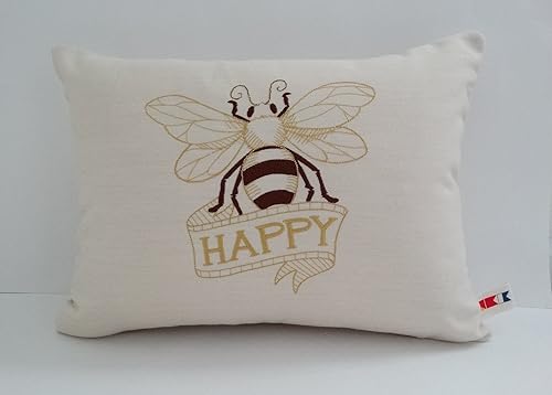 Amazon Com Sunbrella Canvas Vellum Embroidered Bee Happy Indoor