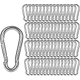 60 Pack M8 x 3-1/8inch Spring Snap Hooks Heavy Duty Carabiner Clips Galvanized Steel Quick Link Clip for Camping Hiking Traveling Outdoor Swing Gym, 500Lbs Capacity1